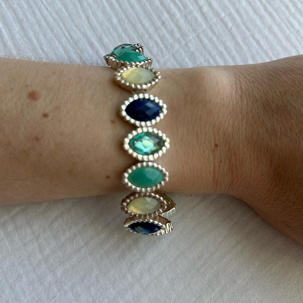 Elegant Silver Teal and Blue Bracelet